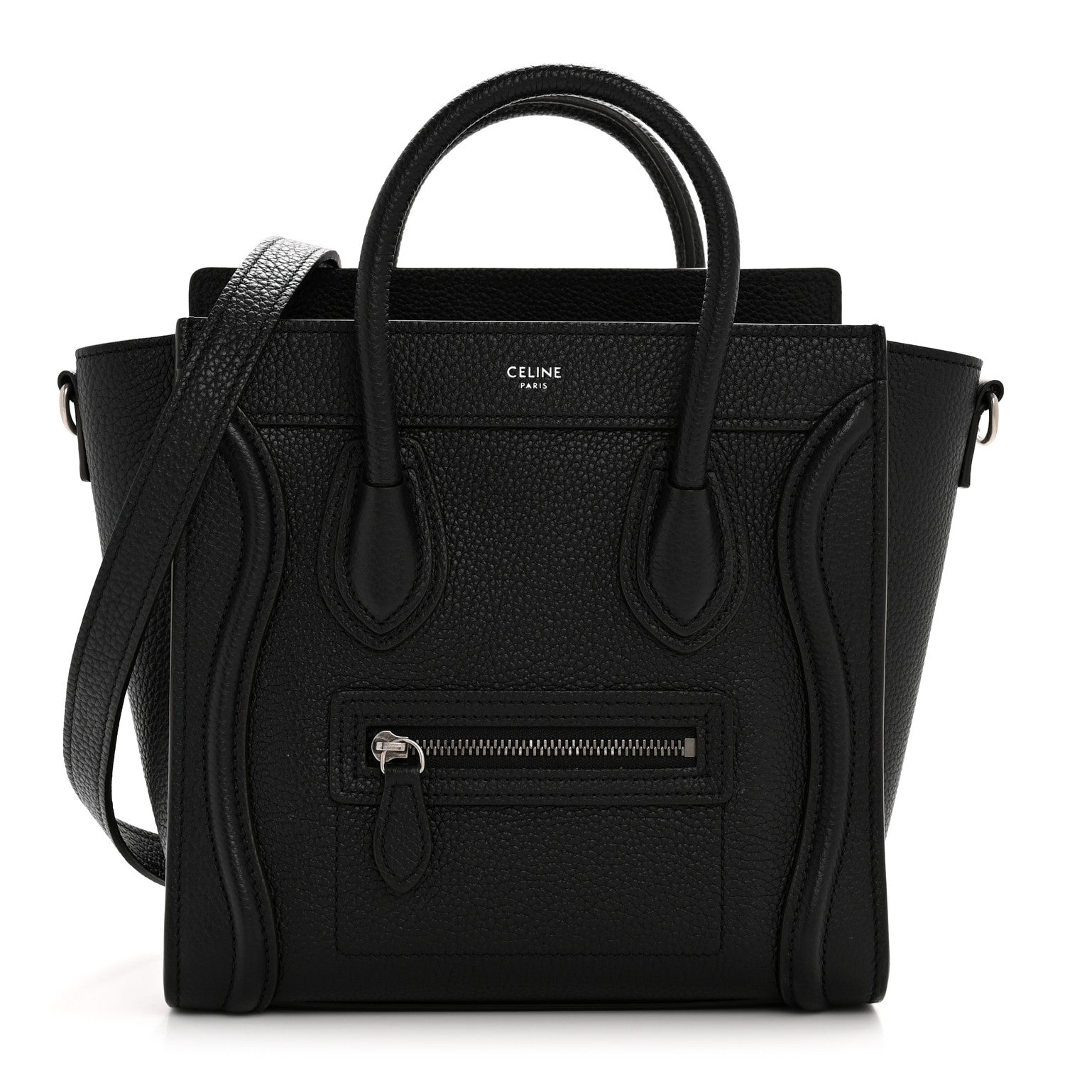 Celine Drummed Calfskin Nano Luggage Black 1 of 13