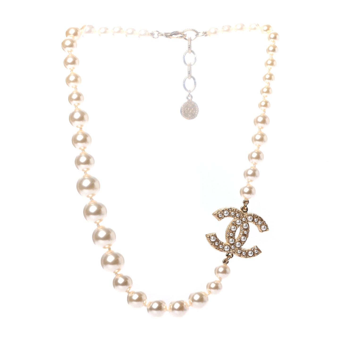 Pearl CC 100th Anniversary Necklace Light Gold
