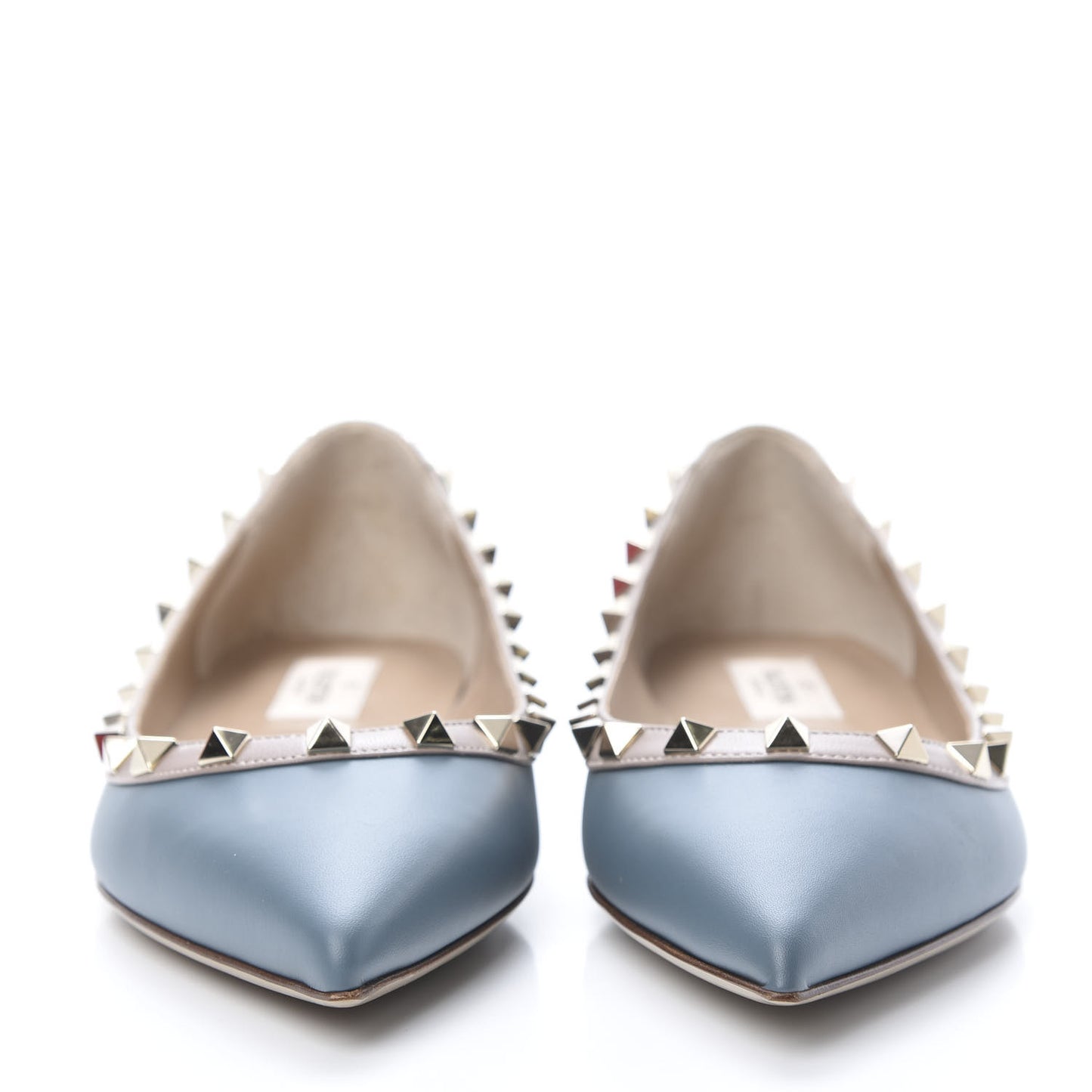 Calfskin Nappa Rockstud Ballerina Flats 37.5 Amadeus Poudre