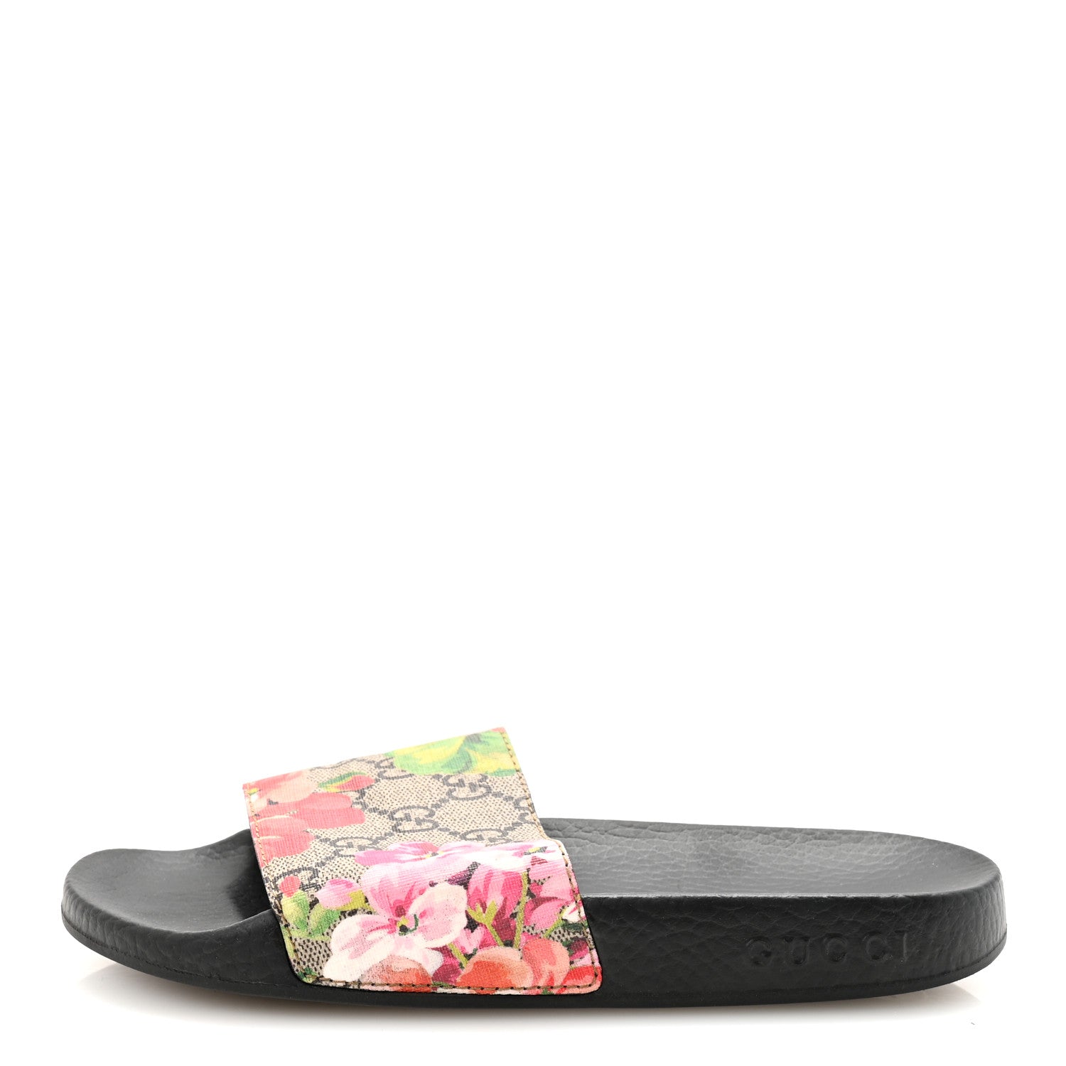 Gucci GG Supreme Monogram Blooms Slide Sandals 36 Beige Multicolor