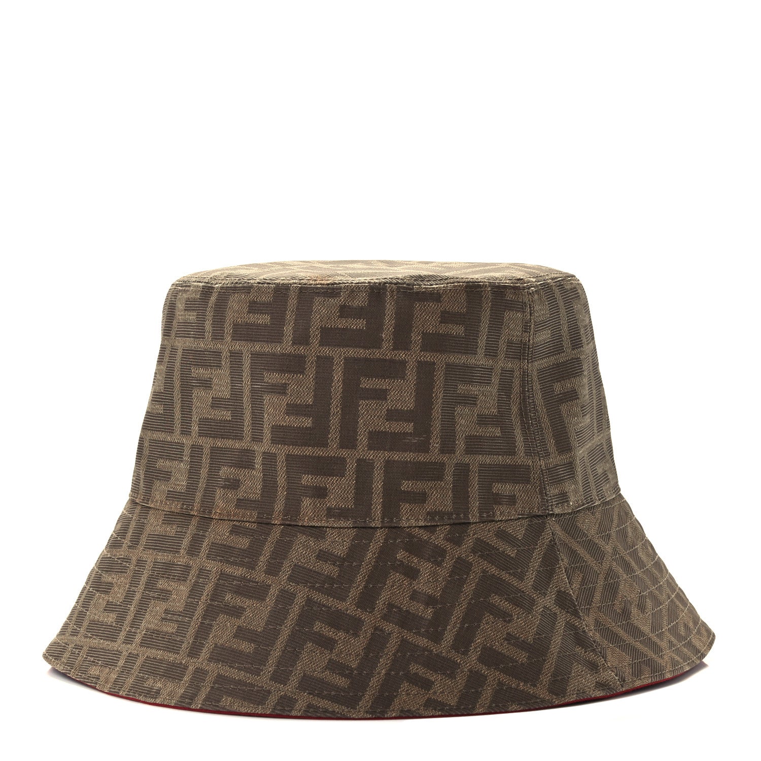 Fendi Technical Fabric FF Reversible Bucket Hat L Tobacco Red 1 of 13