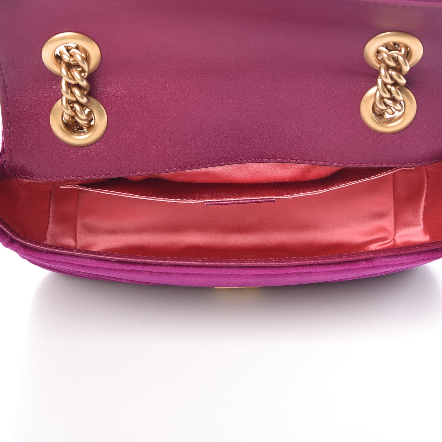 Gucci Velvet Matelasse Mini GG Marmont Shoulder Bag Fuchsia Violet Cyclamen 5 of 10