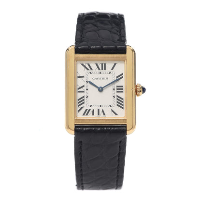 Cartier Stainless Steel 18K Yellow Gold Alligator 24mm Tank Solo Quartz Watch 1 of 5
