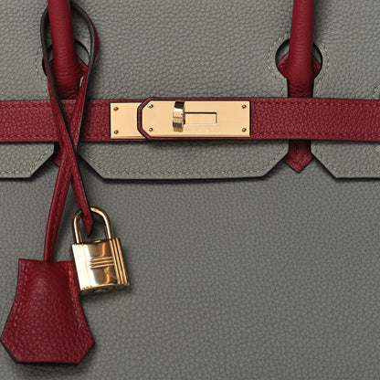 Hermes Togo Birkin 30 Gris Mouette Rouge Grenat 8 of 13