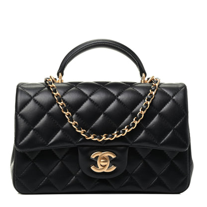 Chanel Lambskin Quilted Mini Top Handle Rectangular Flap Black 1 of 3