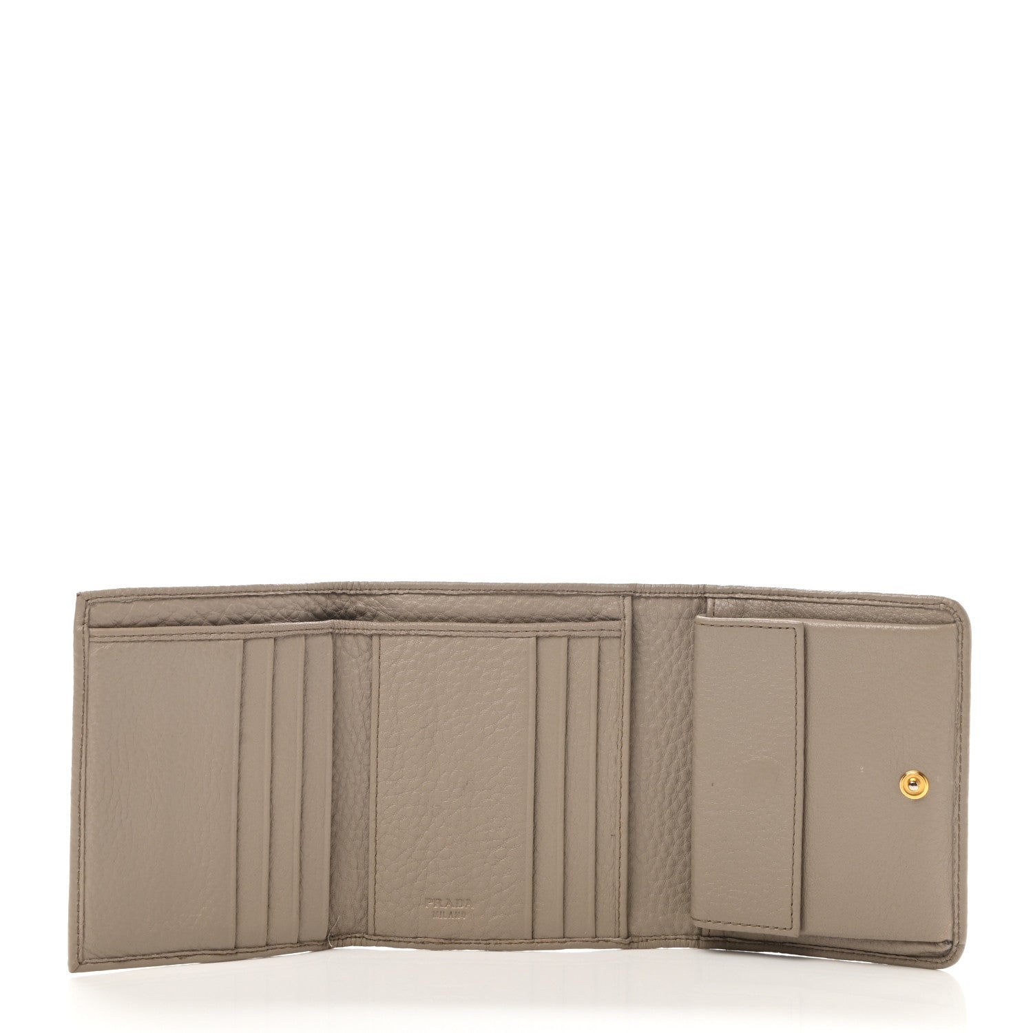 Prada Vitello Daino Metal Tri-Fold Wallet Visone 5 of 7