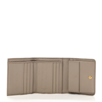 Prada Vitello Daino Metal Tri-Fold Wallet Visone 5 of 7