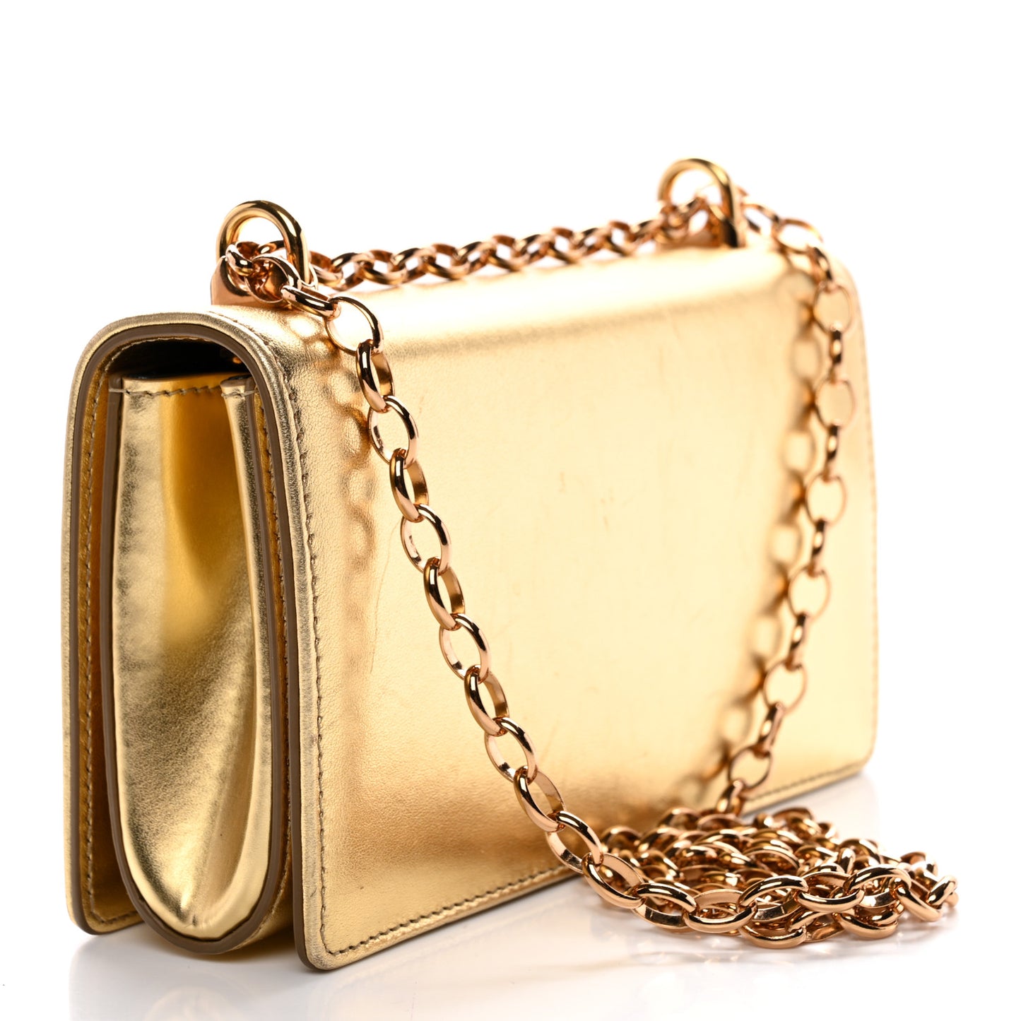Metallic Calfskin DG Girls Shoulder Bag Gold