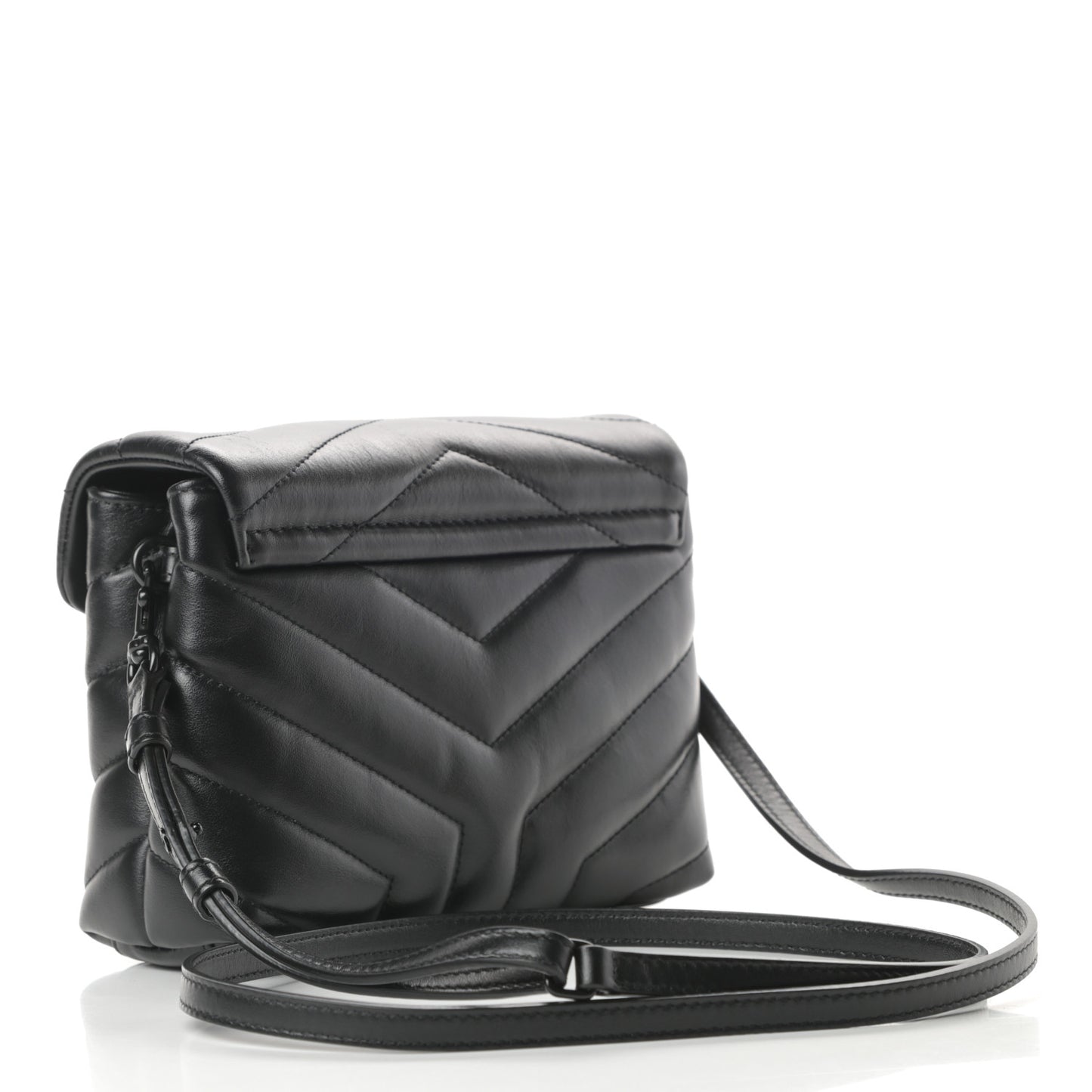 Calfskin Y Quilted Monogram Toy Loulou Crossbody Bag Black