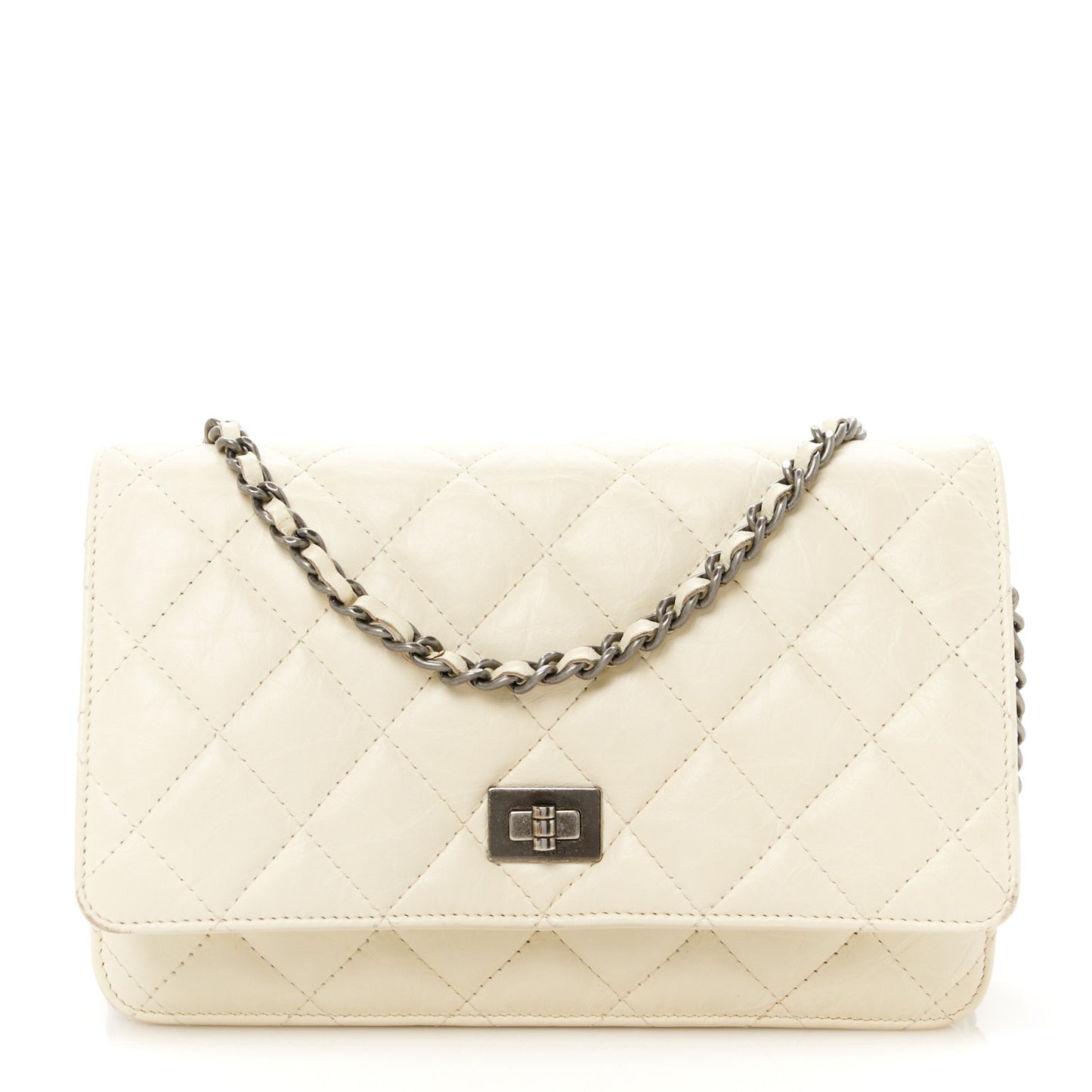 Aged Calfskin Quilted Reissue Wallet On Chain WOC White