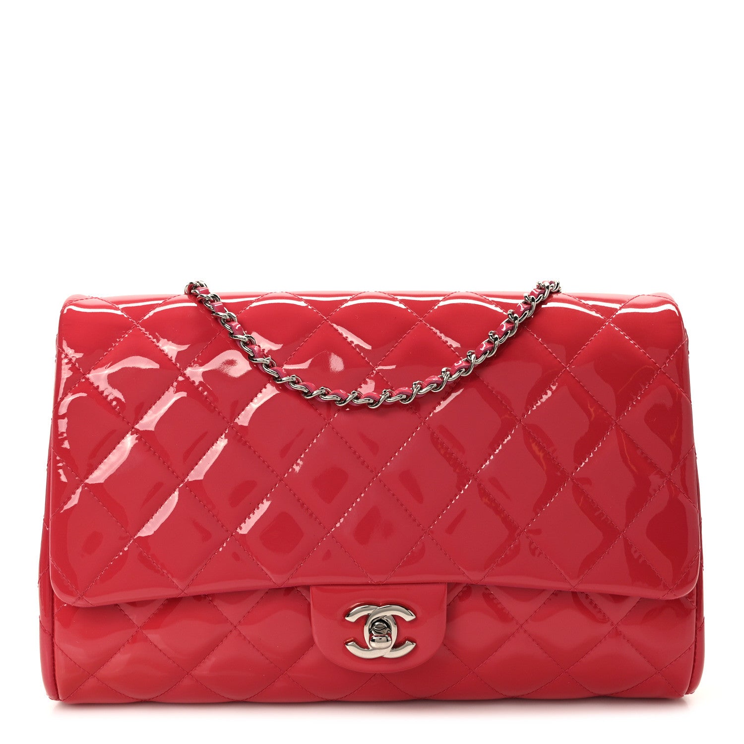 Chanel Patent Quilted Clutch with Chain Flap Fuchsia 1 of 11