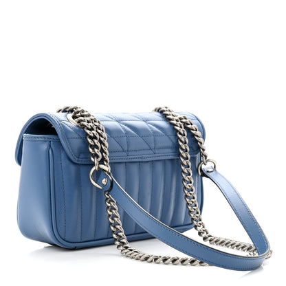 Gucci Calfskin Matelasse Aria Mini GG Marmont Shoulder Bag Clear Blue 3 of 10