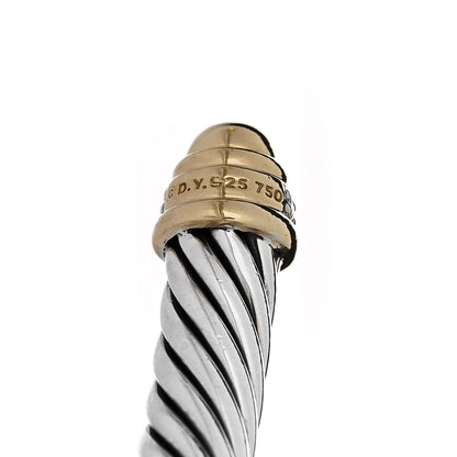 David Yurman Sterling Silver 18K Yellow Gold Diamond 5mm Cable Classics Bracelet 3 of 3