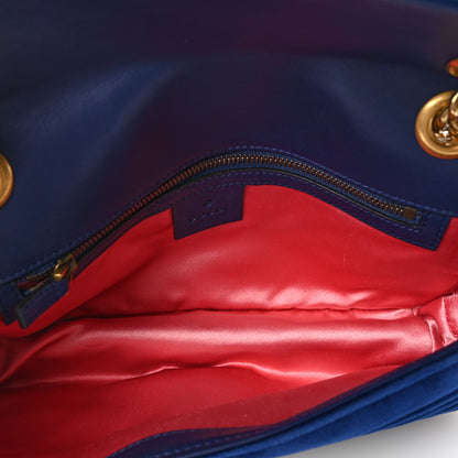 Gucci Velvet Matelasse Small GG Marmont Shoulder Bag Cobalt Blue 5 of 10