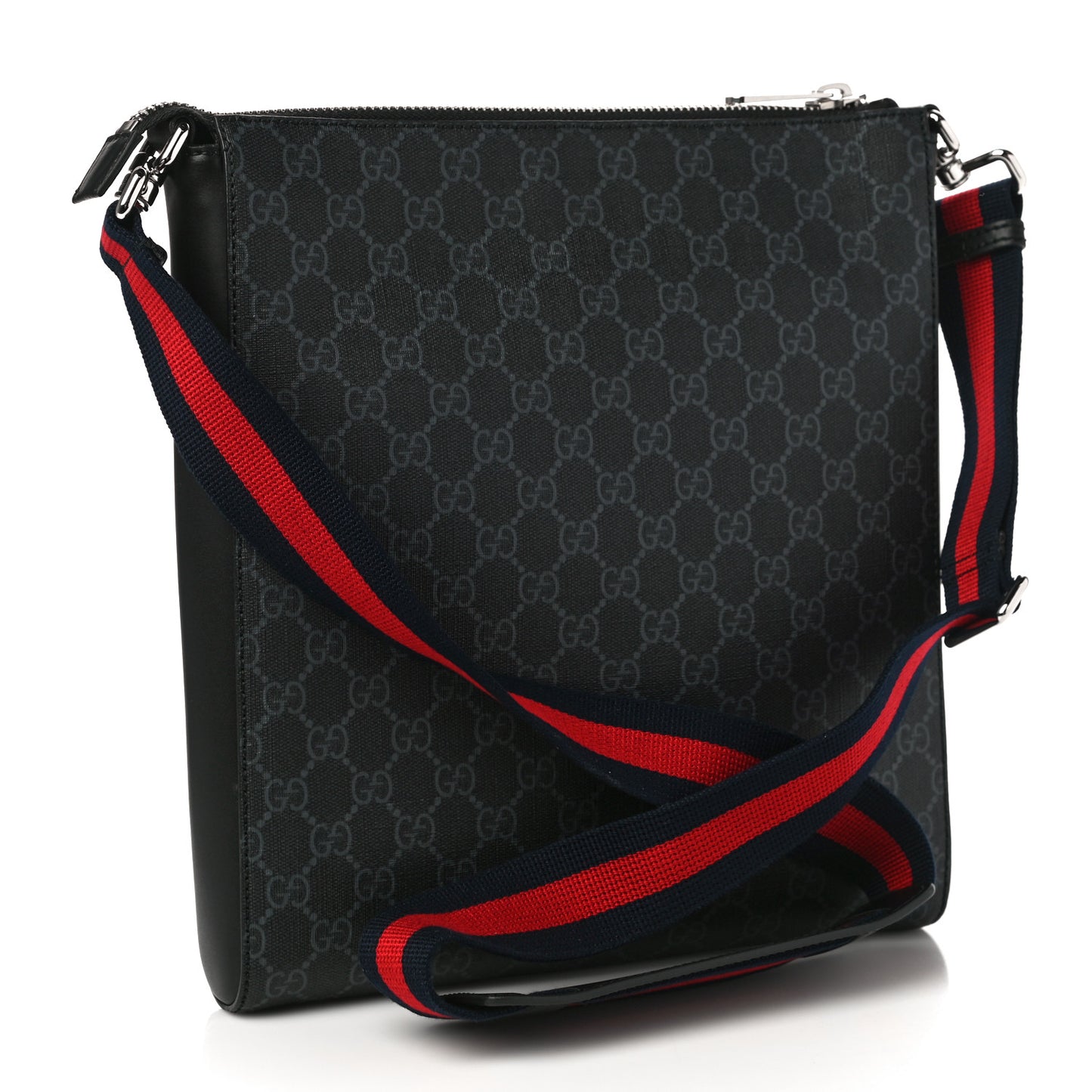 GG Supreme Monogram Night Courrier Flat Messenger Bag Black Multicolor