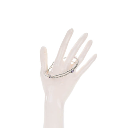 David Yurman Sterling Silver Amethyst Color Classics Cable Bangle Bracelet Set of 2 2 of 5