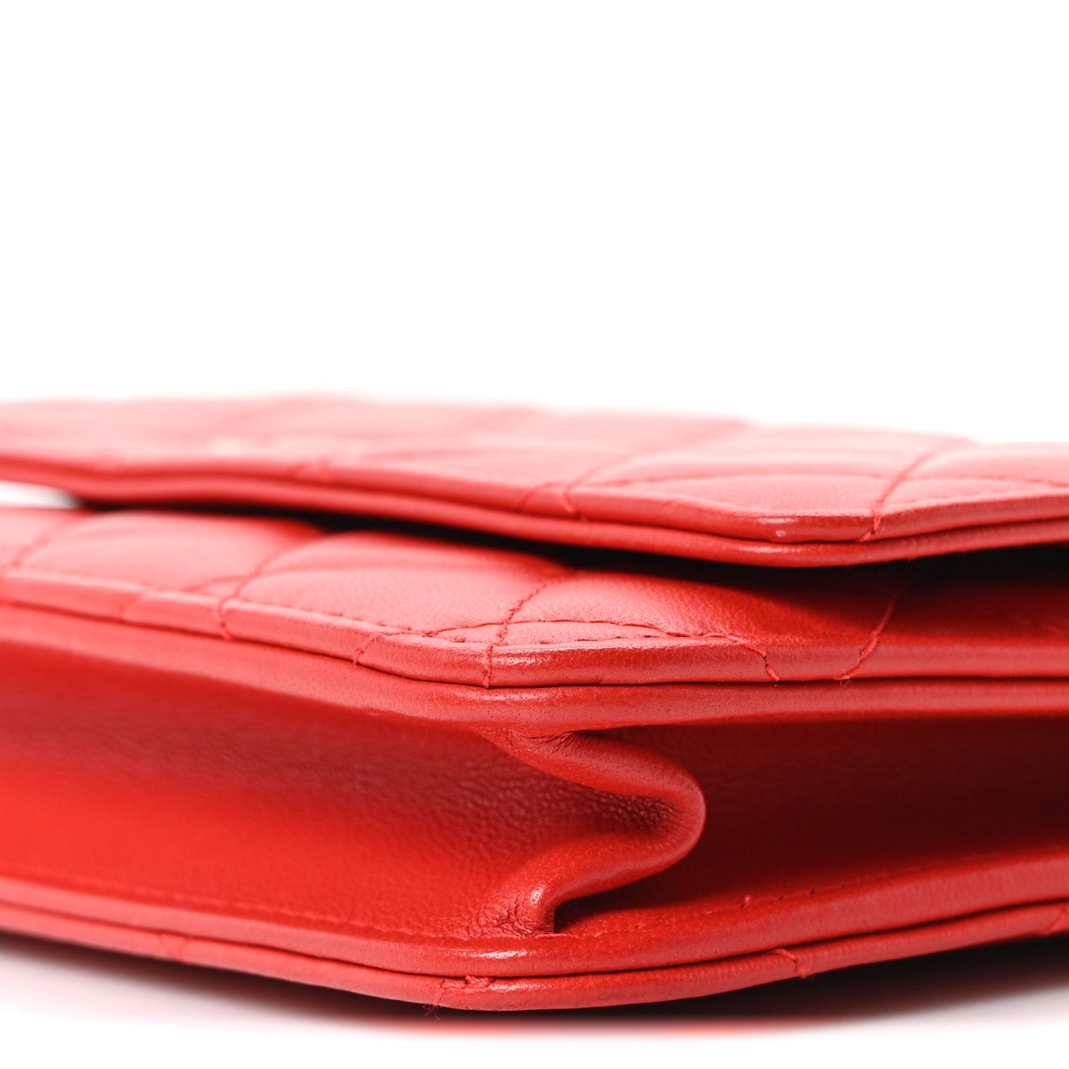 Chanel Lambskin Quilted Wallet On Chain WOC Red 10 of 10