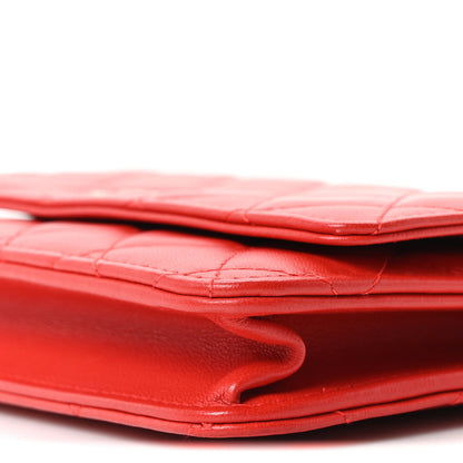 Chanel Lambskin Quilted Wallet On Chain WOC Red 10 of 10
