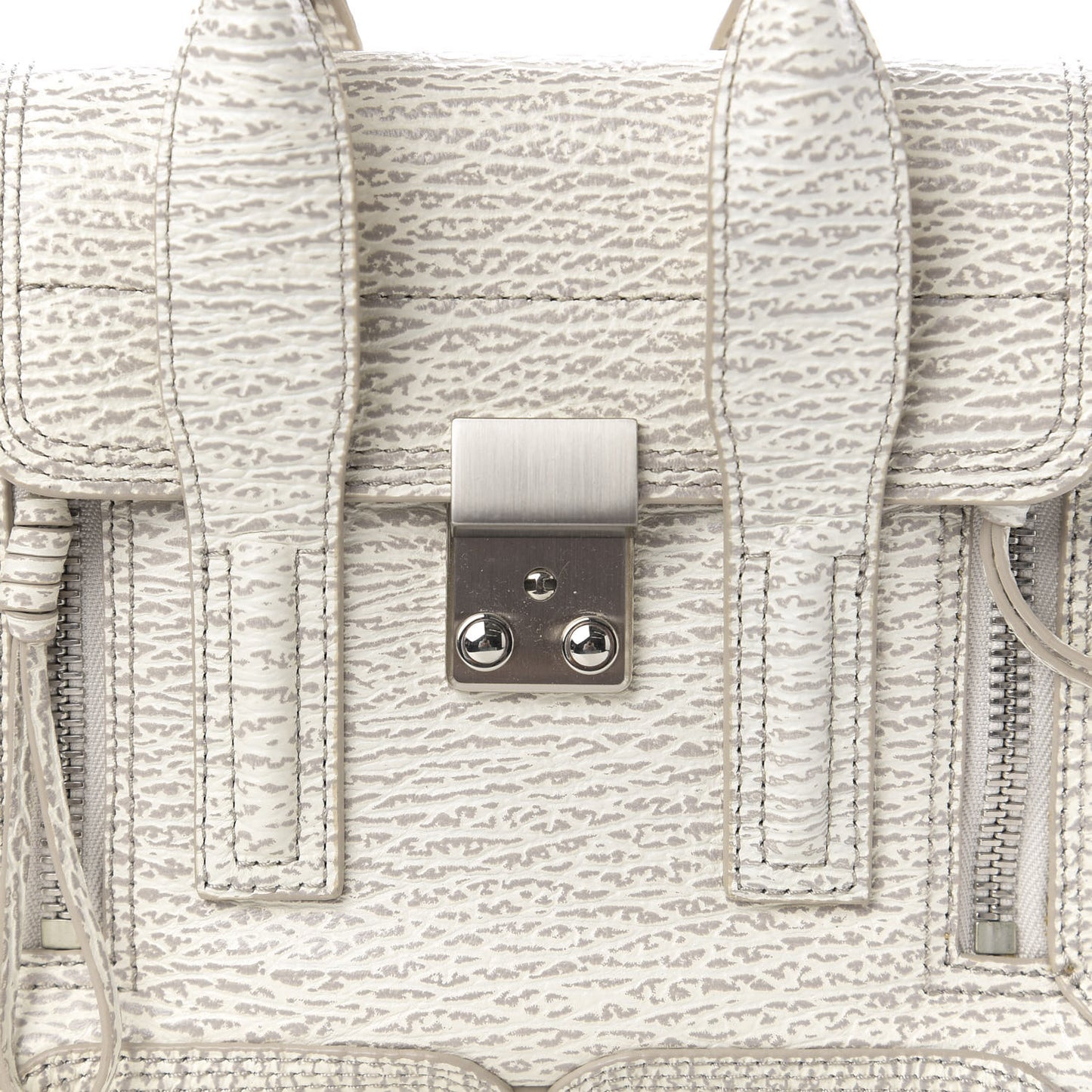 3.1 Shark Embossed Textured Calfskin Mini Pashli Satchel Ivory Dove