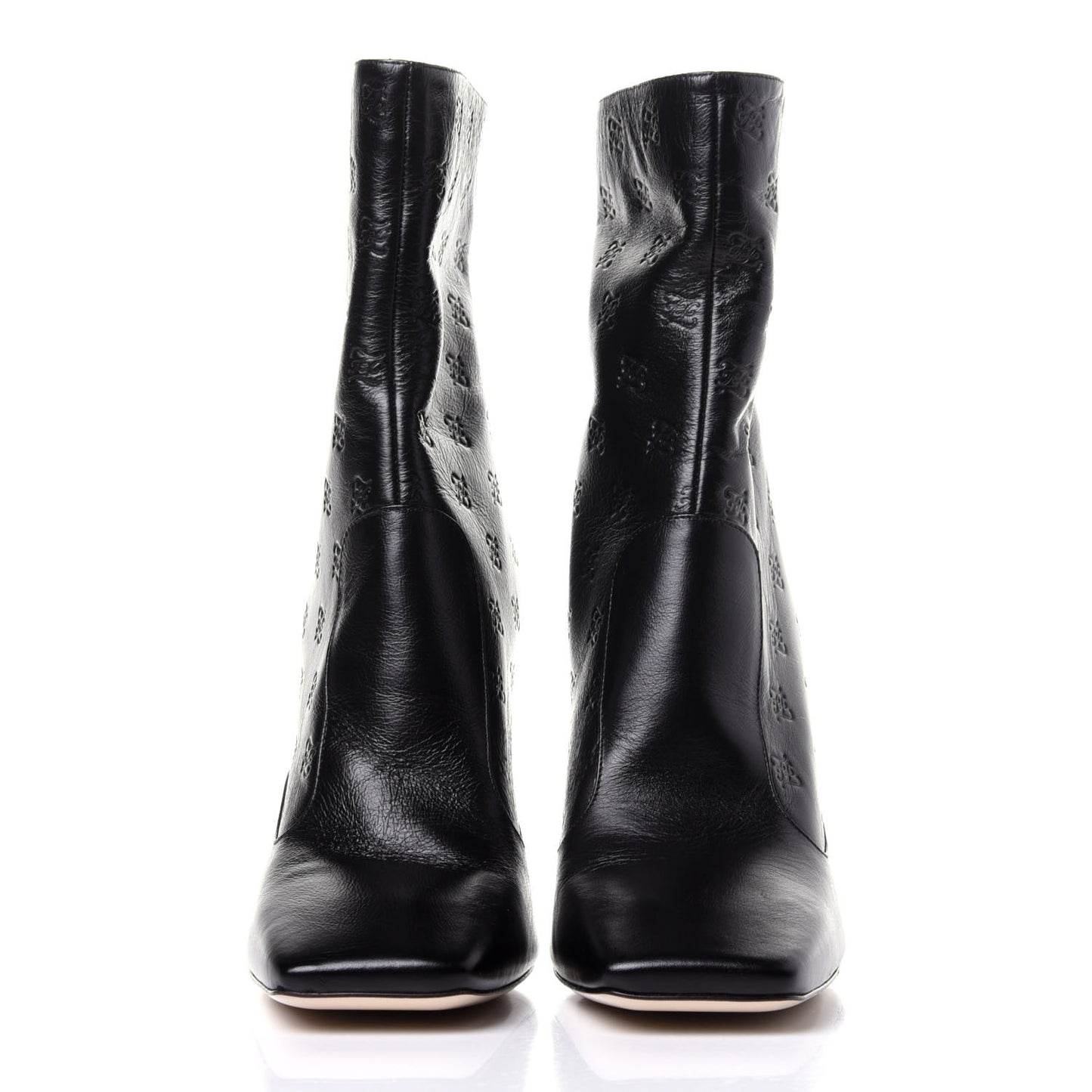Vitello Karligraphy Embossed FFreedom High Heel Ankle Boots 40 Black