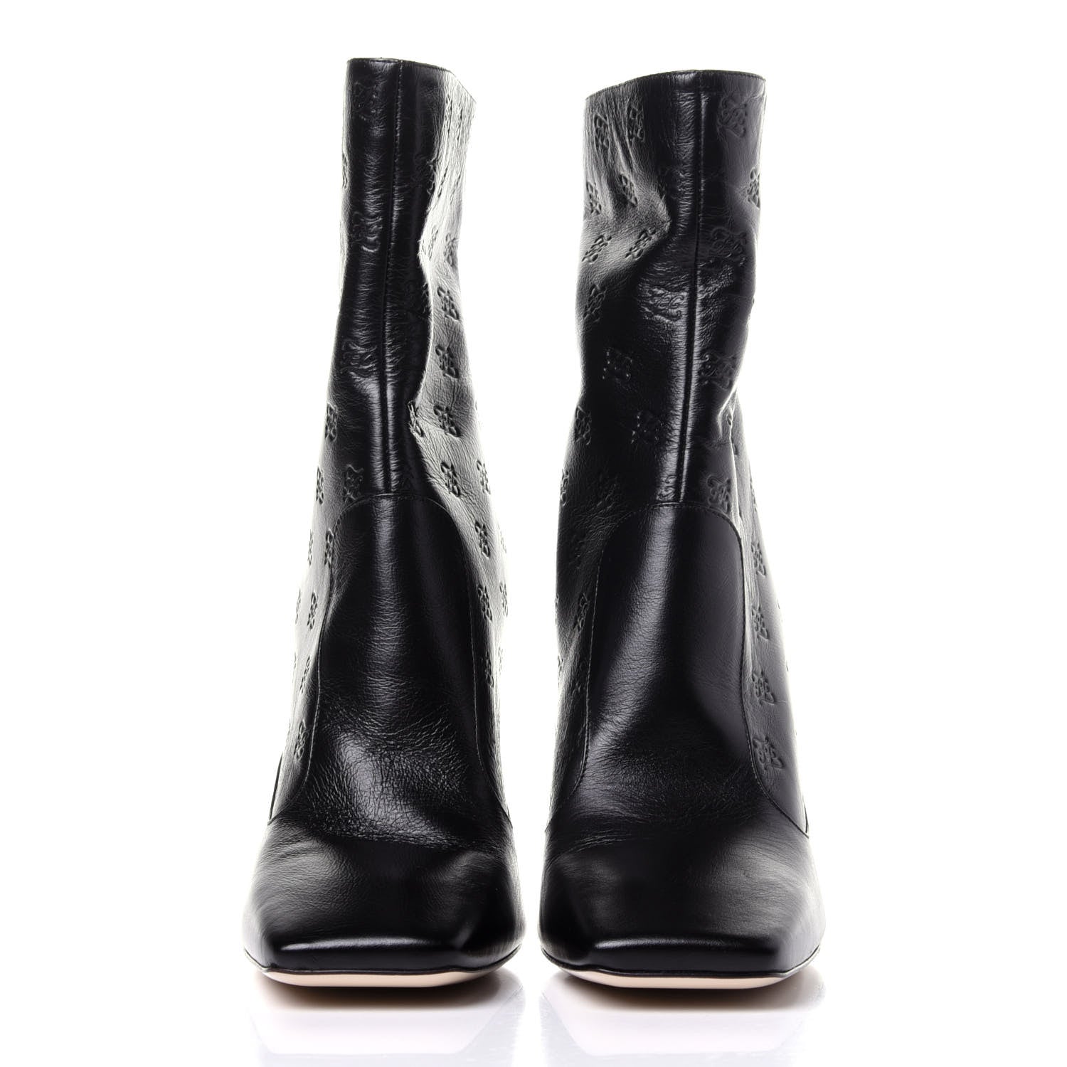 Fendi Vitello Karligraphy Embossed FFreedom High Heel Ankle Boots 40 Black 2 of 9