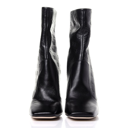 Fendi Vitello Karligraphy Embossed FFreedom High Heel Ankle Boots 40 Black 2 of 9