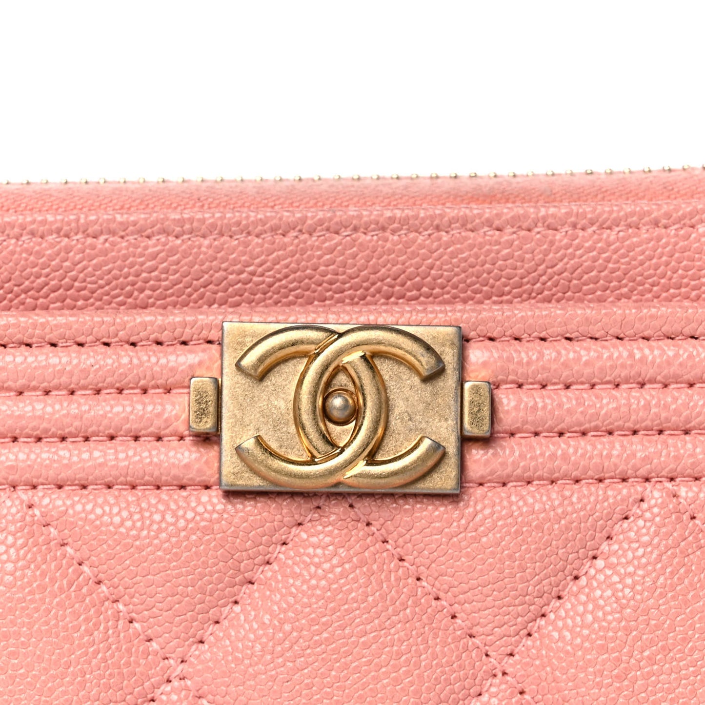 Caviar Quilted Classic Zip Boy Pouch Light Pink
