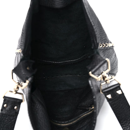 Valentino Garavani Pebbled Calfskin Large Rockstud Flip-Lock Messenger Bag Black 5 of 24