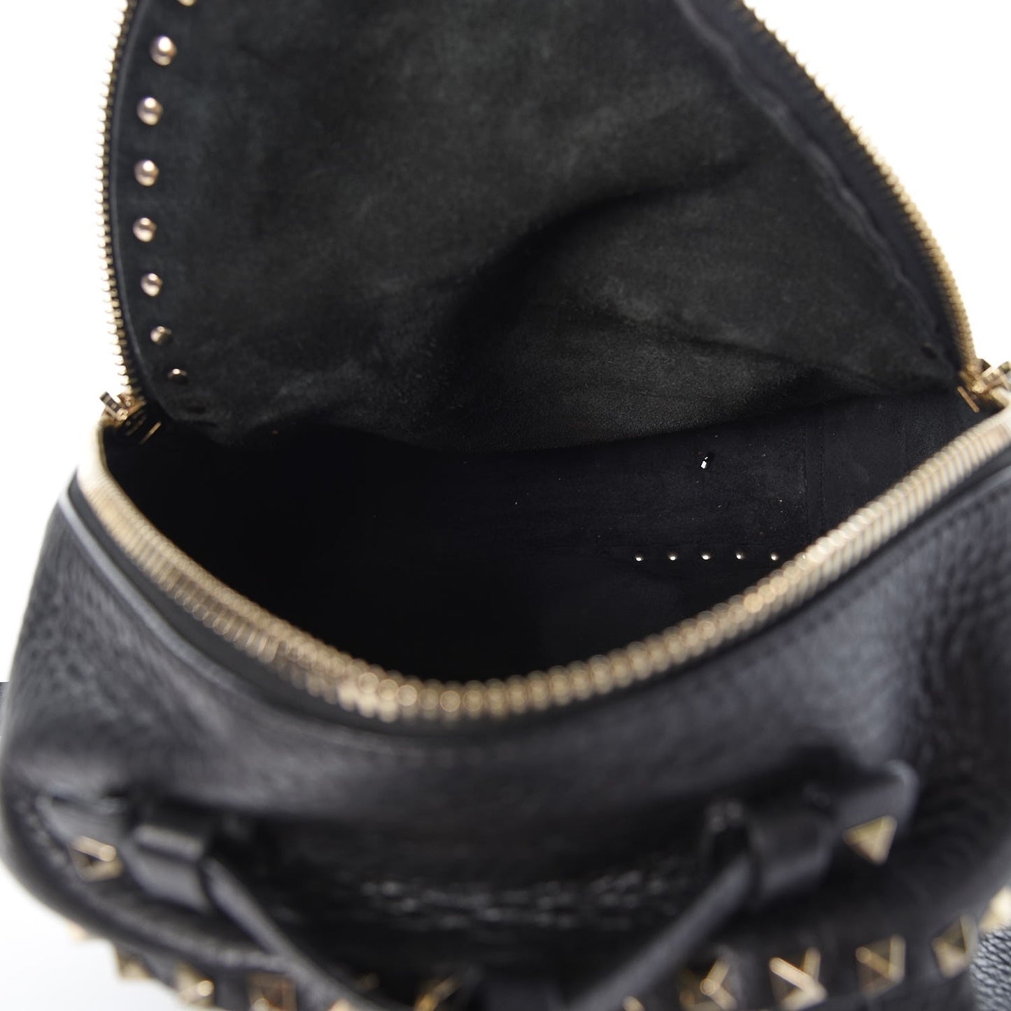 Grained Calfskin Medium Rockstud Backpack Black