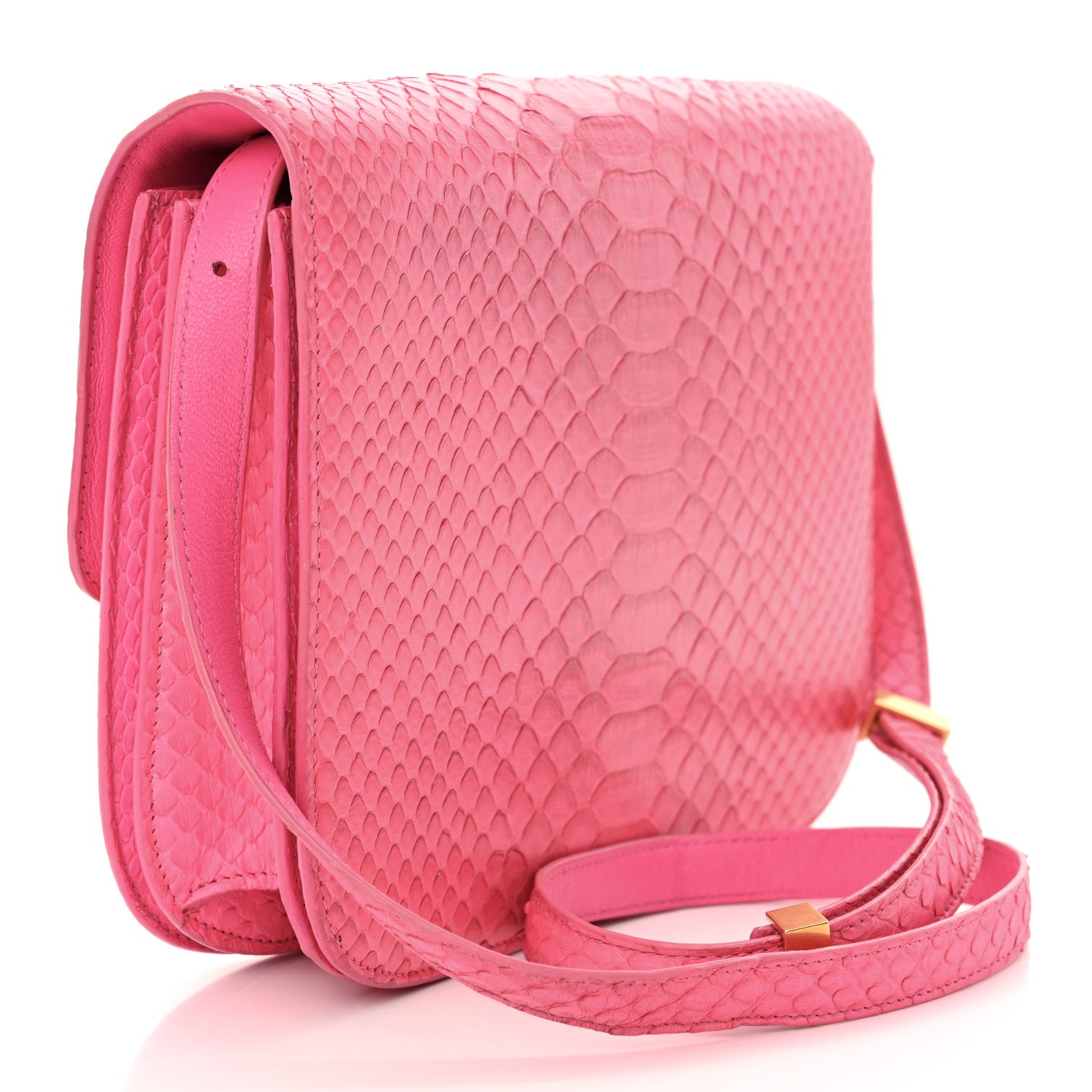 Celine Snakeskin Medium Classic Box Flap Pink 3 of 15