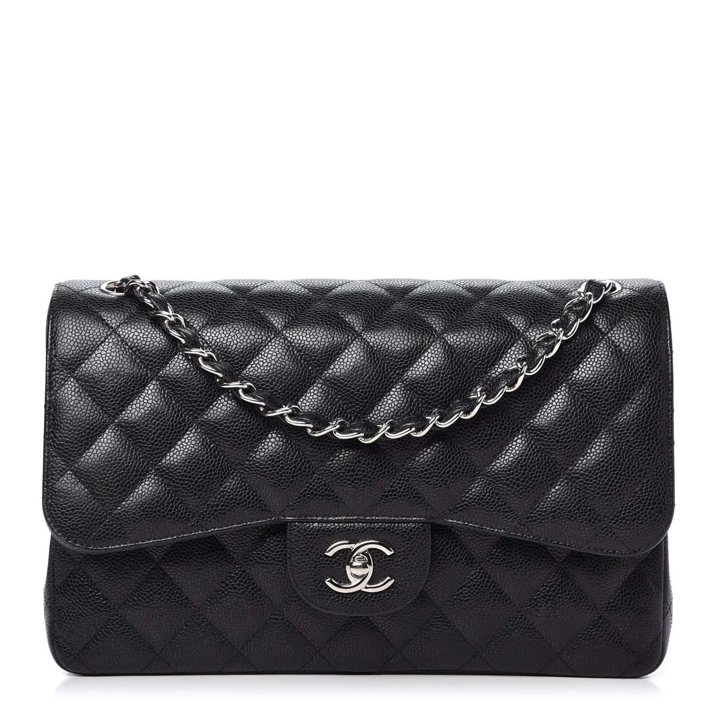 Caviar Quilted Jumbo Double Flap Black