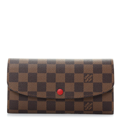 Louis Vuitton Damier Ebene Emilie Wallet Red 1 of 7