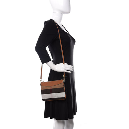 Burberry Mega Check Peyton Crossbody Clutch Bag Tan 2 of 11