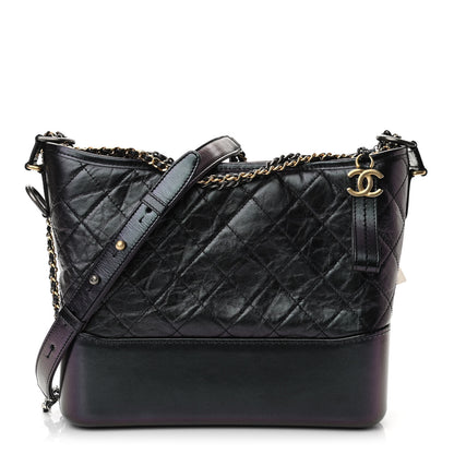 Chanel Iridescent Aged Calfskin Quilted Medium Gabrielle Hobo Black 1 of 11