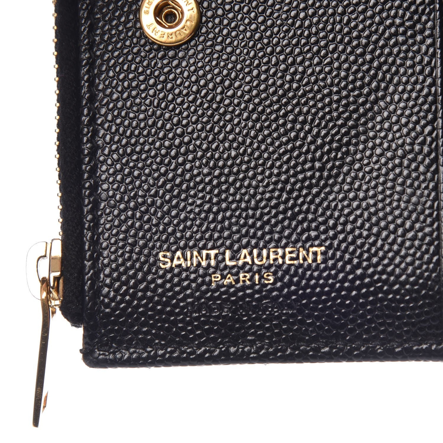 Saint Laurent Grain De Poudre Matelasse Chevron Monogram Zipped Card Case Black 6 of 9