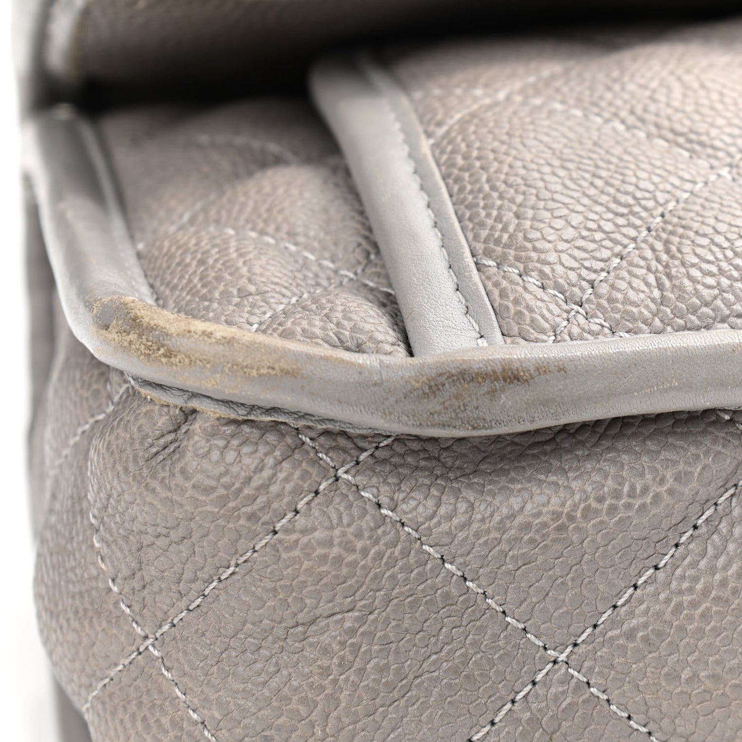 Caviar Quilted Medium French Riviera Flap Light Grey