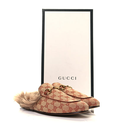 Gucci GG Monogram Fur Mens Princetown Slippers 7.5 Beige Ruggine Rust 7 of 9