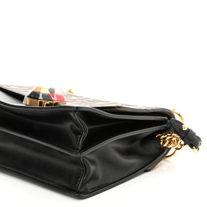 Fendi Vitello Liberty Bi-Color FF 1974 Embossed Small Kan I Shoulder Bag Black Maya 10 of 10