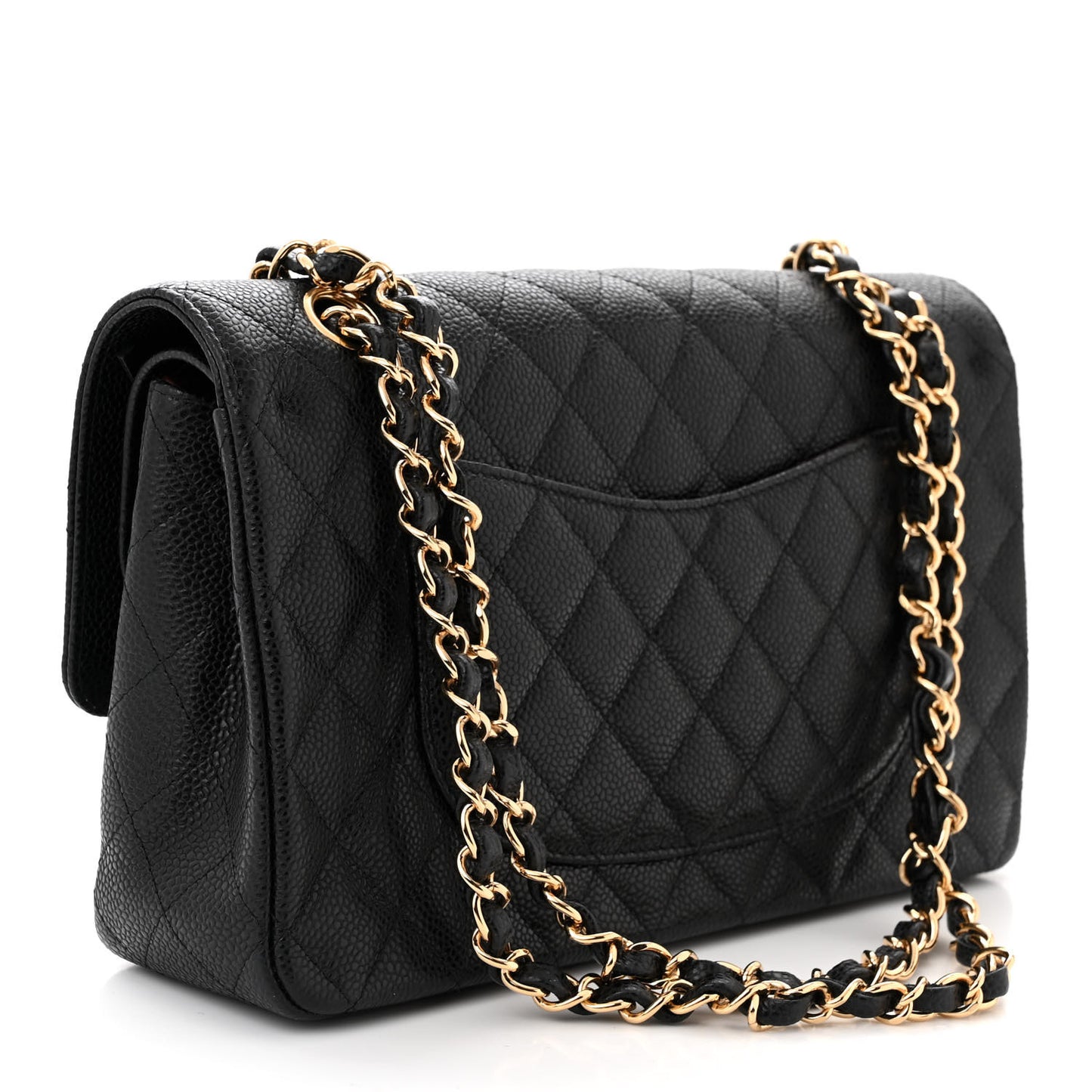 Caviar Quilted Medium Double Flap Black