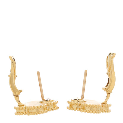 Van Cleef & Arpels 18K Yellow Gold Guilloche Vintage Alhambra Earrings 3 of 5
