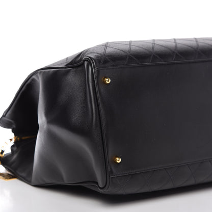 Chanel Calfskin Stitched XL Weekender Black 6 of 12