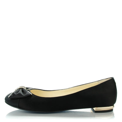 Chanel Satin Pearl Bow Ballerina Flats 41 Black 1 of 9