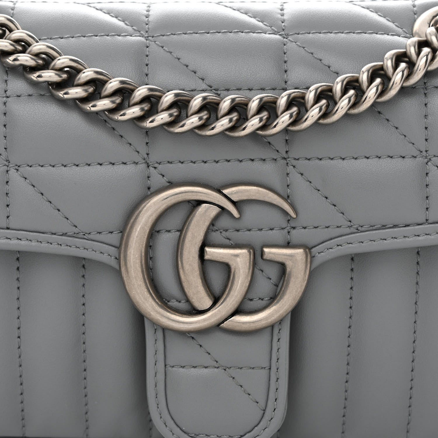 Gucci Calfskin Matelasse Aria Mini GG Marmont Shoulder Bag Deep Grey 8 of 12