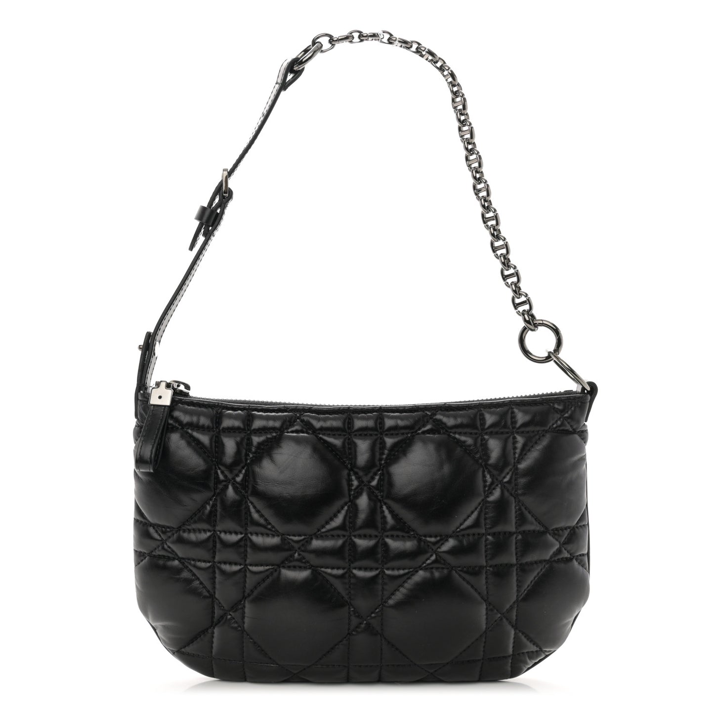 Calfskin Macrocannage Mini Dior Caro Tulip Bag Black