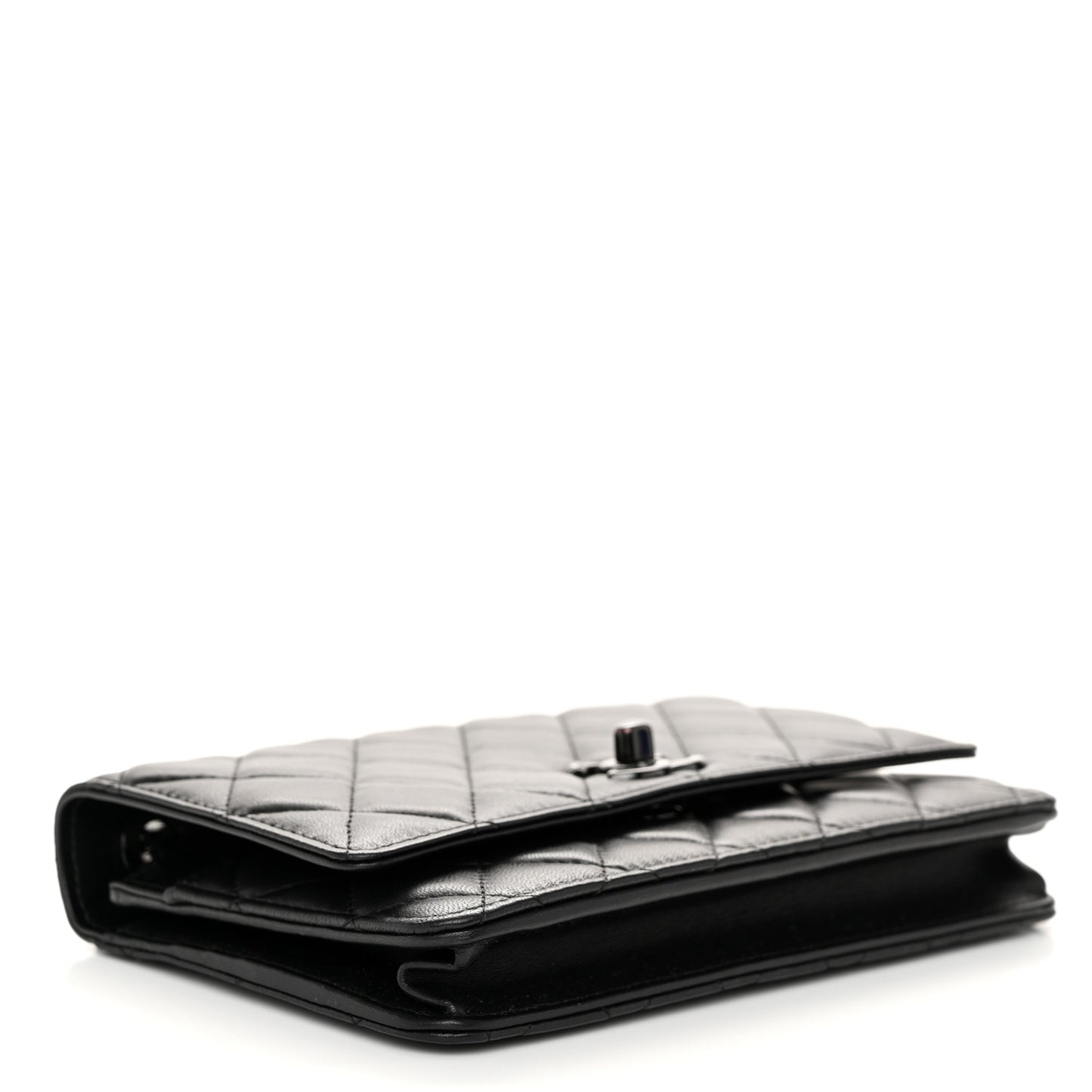 Lambskin Quilted Trendy CC Wallet On Chain WOC So Black