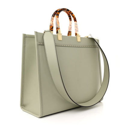 Fendi Vitello King Plexiglass Logo Embossed Medium Fendi Sunshine Shopper Tote Green Tea 3 of 13