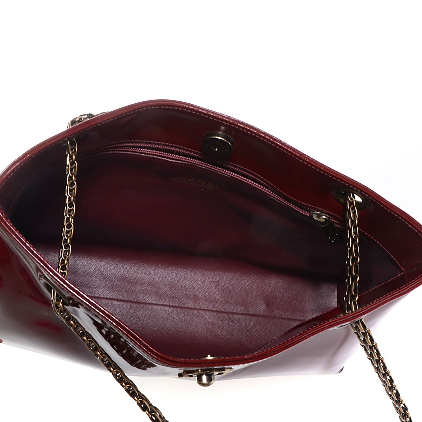 Patent Bijoux Chain Shoulder Bag Burgundy