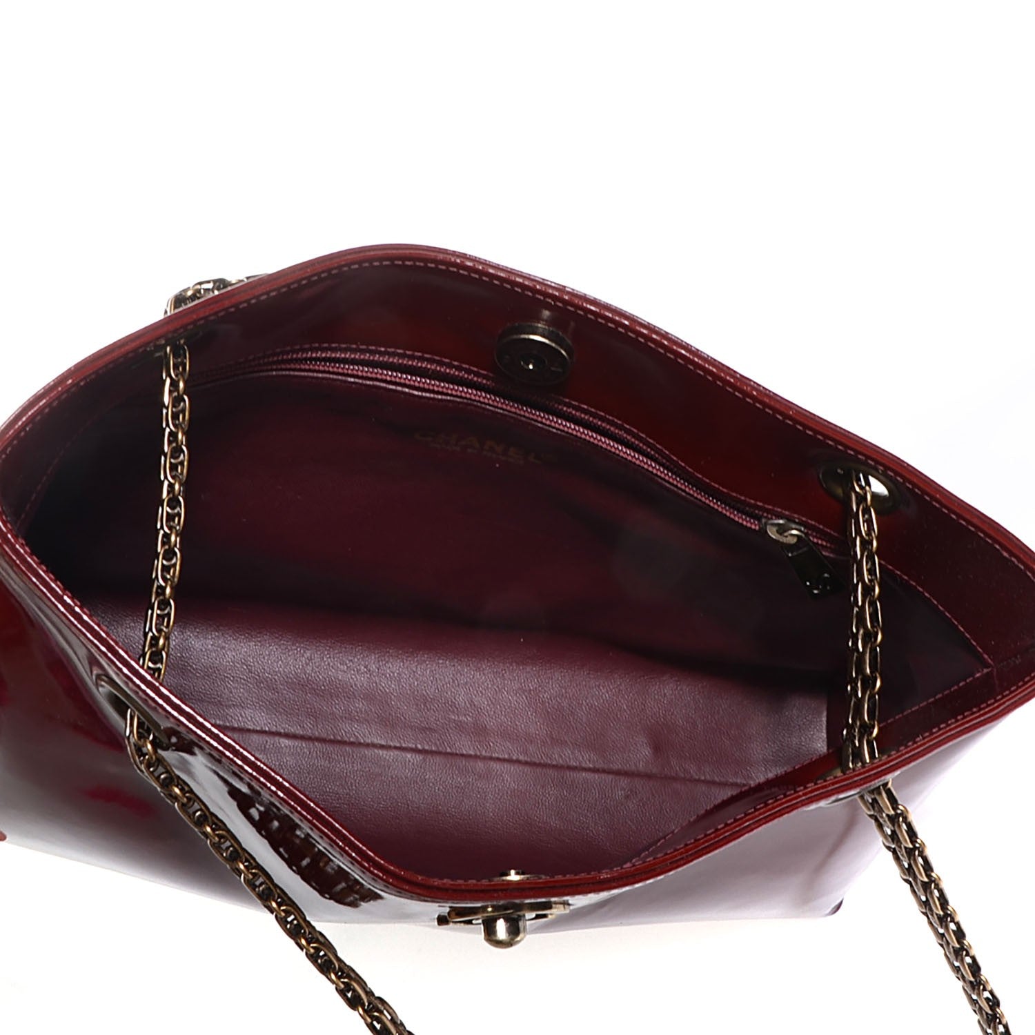 Chanel Patent Bijoux Chain Shoulder Bag Burgundy 5 of 7