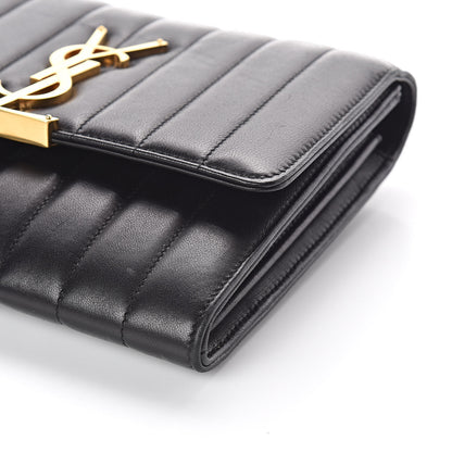 Saint Laurent Lambskin Matelasse Monogram Vicky Chain Wallet Black 10 of 10