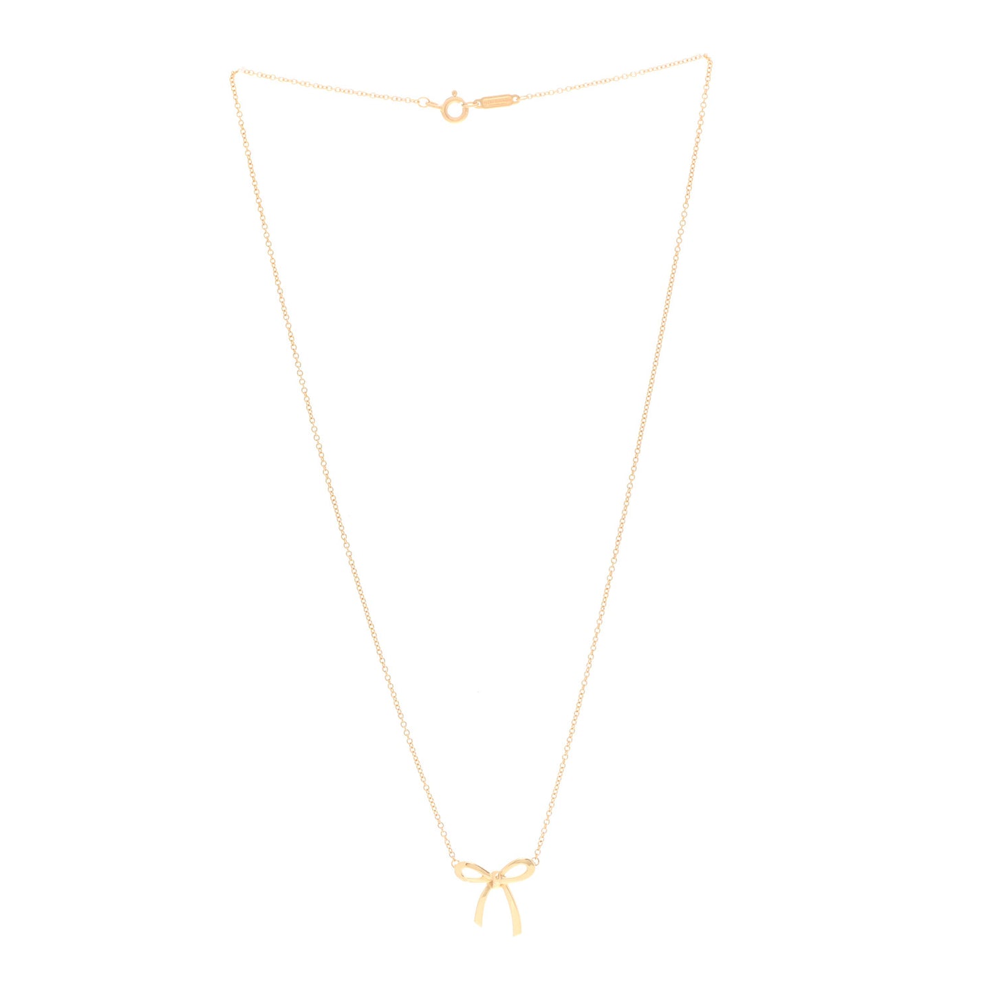18K Yellow Gold Mini Bow Pendant Necklace